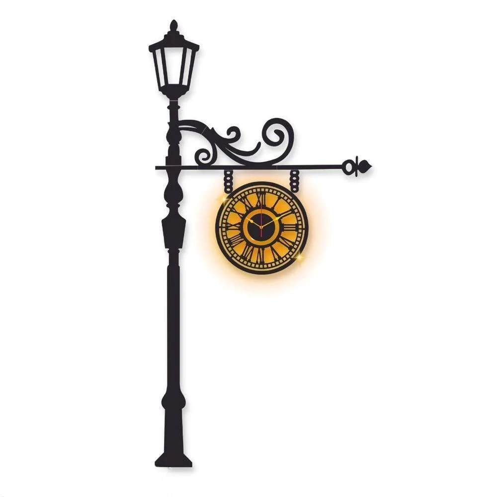 Street Lamp Calligraphy Wall Clock