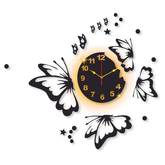 Butterfly Calligraphy Wall Clock
