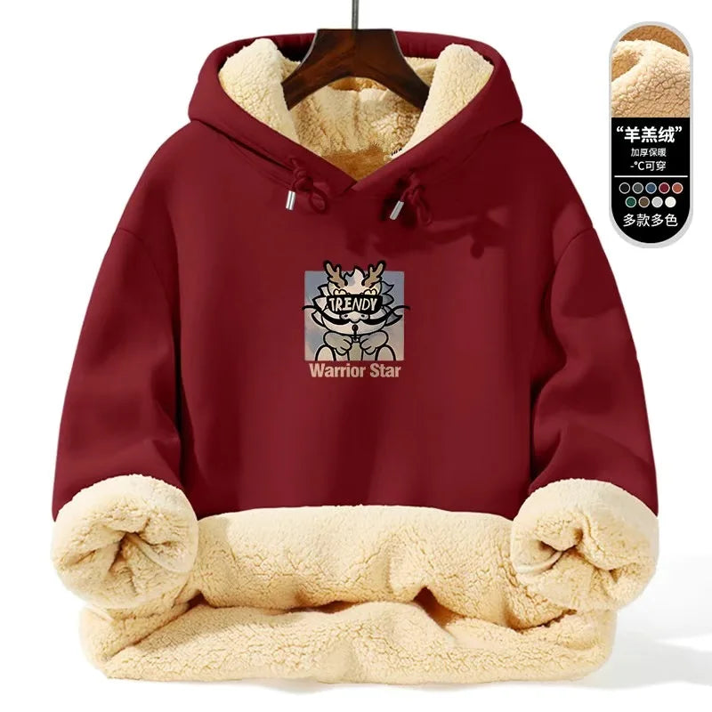 Autumn/winter New Fashion Trend Thickened Warm Lamb Fur Hooded Sweatshirt Men's Loose Sports Large Size High Quality Coat 5XL