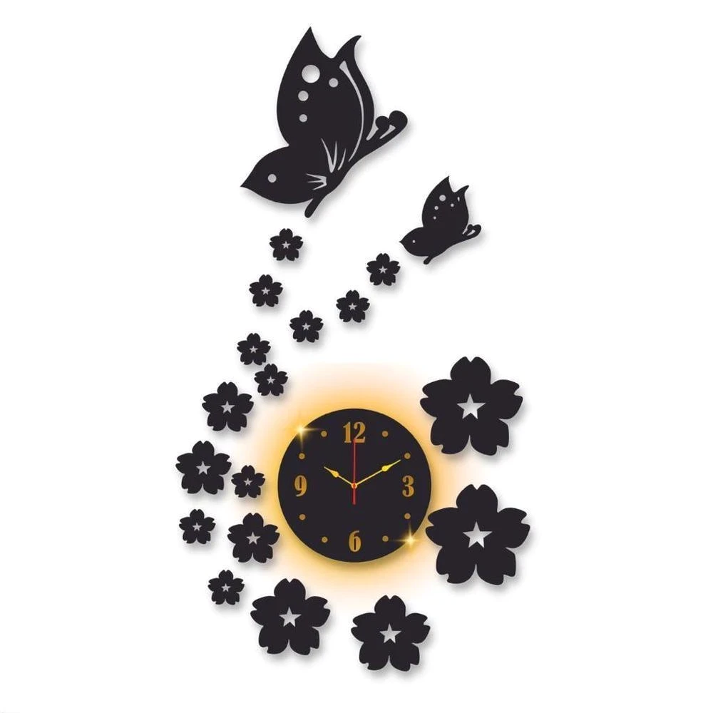 Butterfly Calligraphy Wall Clock