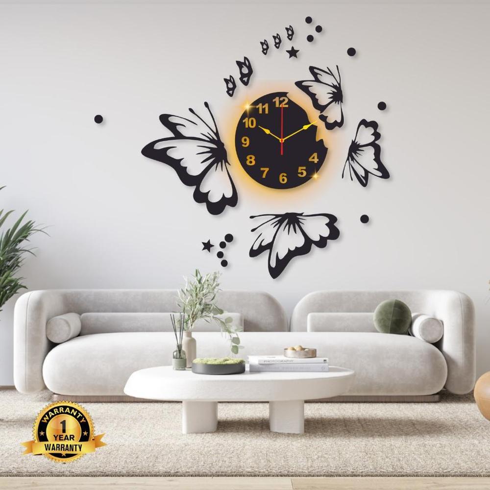 Butterfly Calligraphy Wall Clock