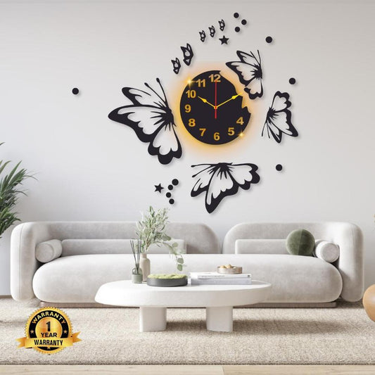 Butterfly Calligraphy Wall Clock