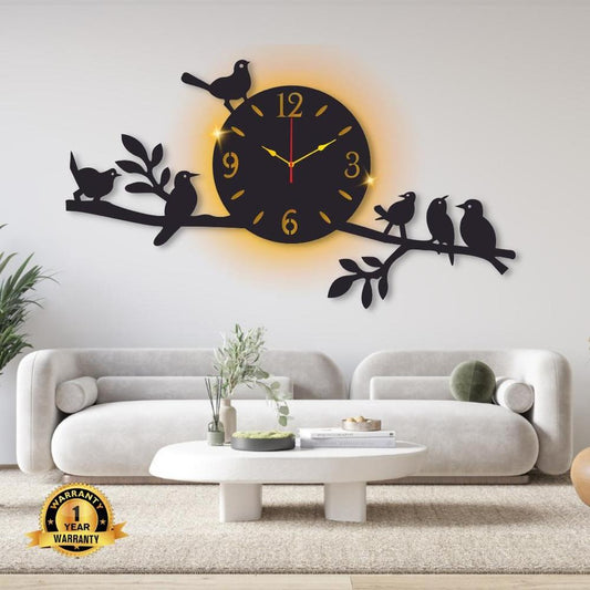Sparrow Calligraphy Wall Clock