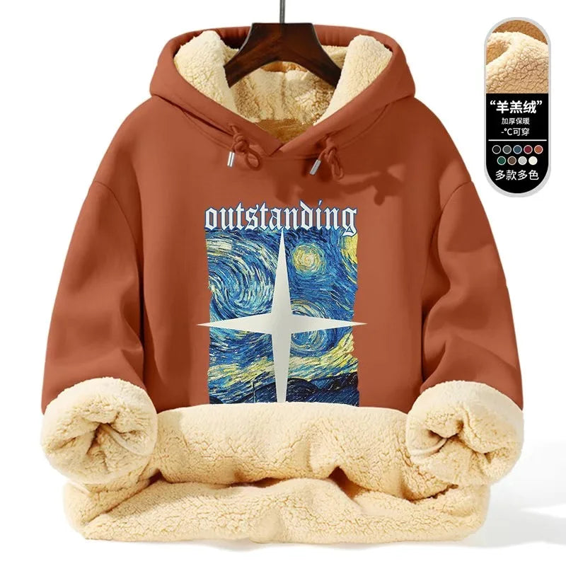 Autumn/winter New Fashion Trend Thickened Warm Lamb Fur Hooded Sweatshirt Men's Loose Sports Large Size High Quality Coat 5XL