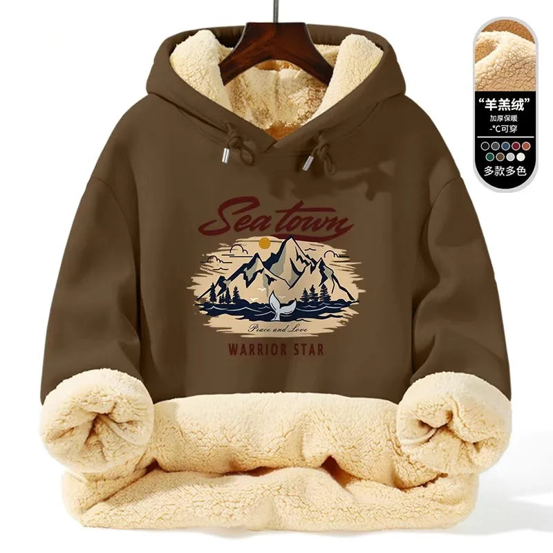 Autumn/winter New Fashion Trend Thickened Warm Lamb Fur Hooded Sweatshirt Men's Loose Sports Large Size High Quality Coat 5XL