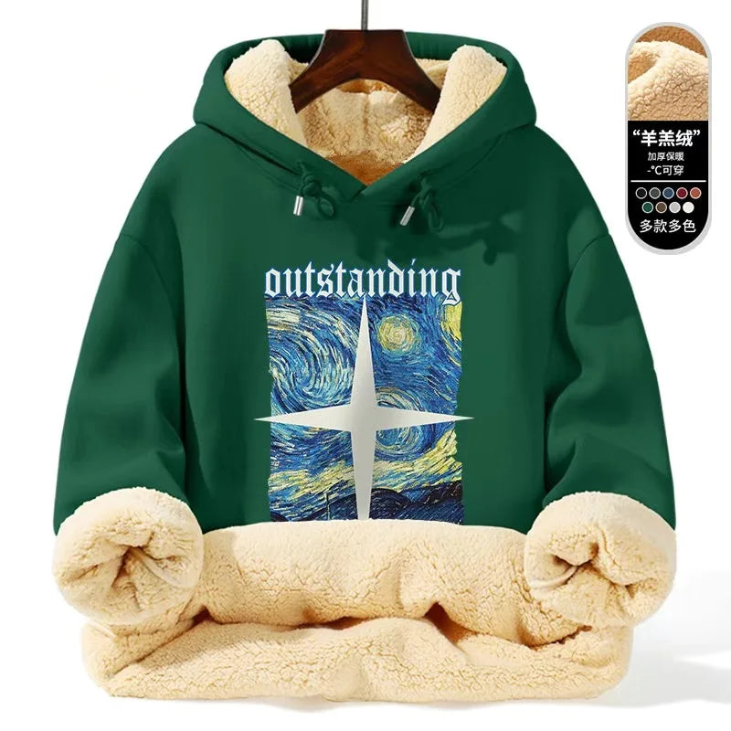 Autumn/winter New Fashion Trend Thickened Warm Lamb Fur Hooded Sweatshirt Men's Loose Sports Large Size High Quality Coat 5XL