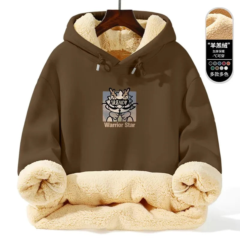 Autumn/winter New Fashion Trend Thickened Warm Lamb Fur Hooded Sweatshirt Men's Loose Sports Large Size High Quality Coat 5XL