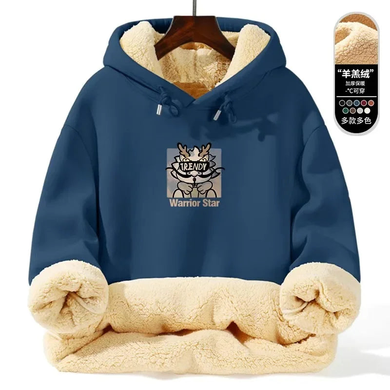 Autumn/winter New Fashion Trend Thickened Warm Lamb Fur Hooded Sweatshirt Men's Loose Sports Large Size High Quality Coat 5XL