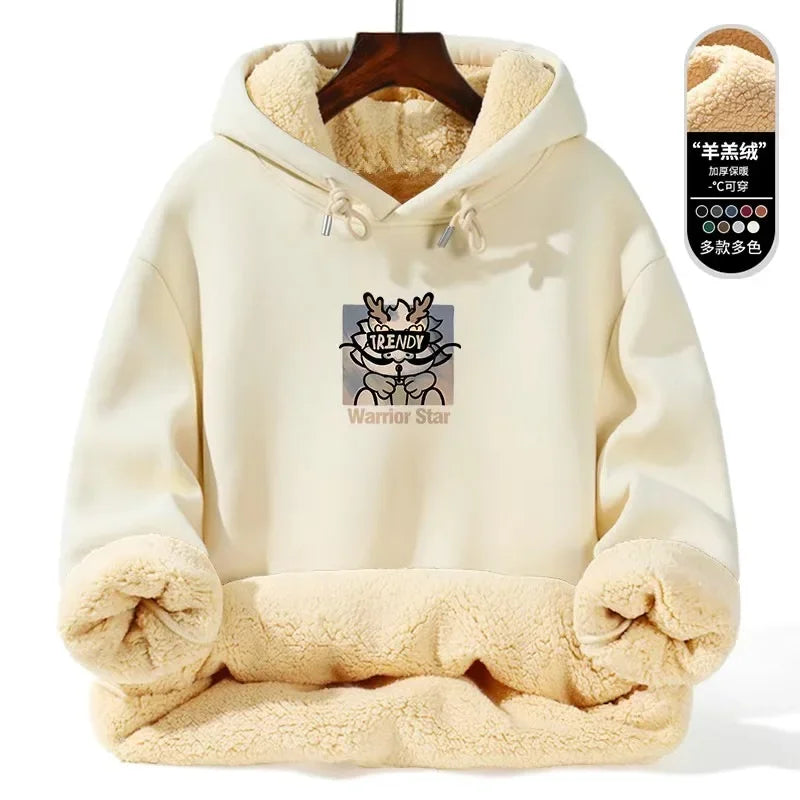 Autumn/winter New Fashion Trend Thickened Warm Lamb Fur Hooded Sweatshirt Men's Loose Sports Large Size High Quality Coat 5XL