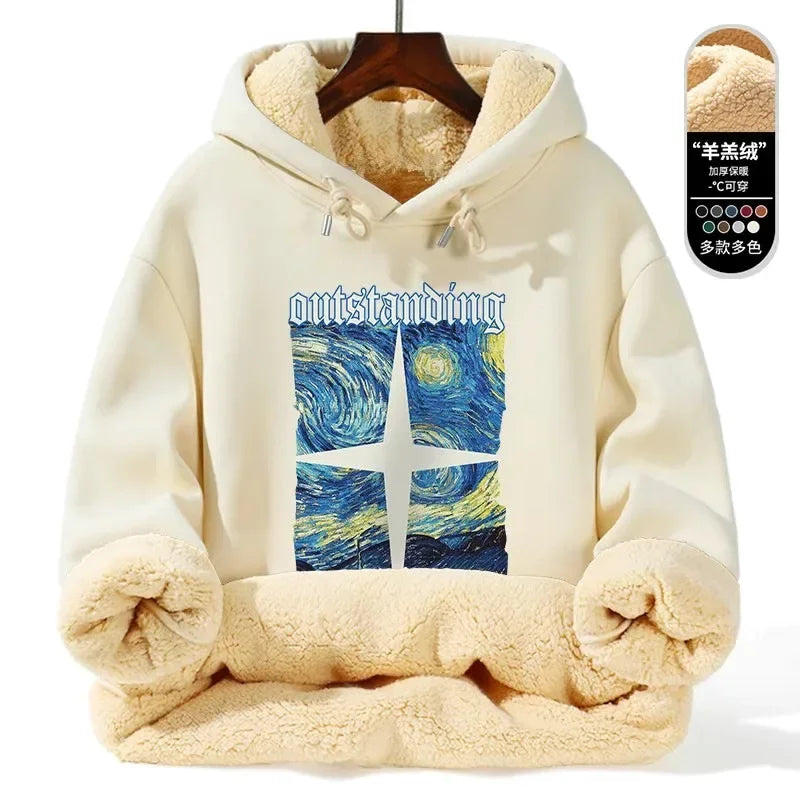 Autumn/winter New Fashion Trend Thickened Warm Lamb Fur Hooded Sweatshirt Men's Loose Sports Large Size High Quality Coat 5XL