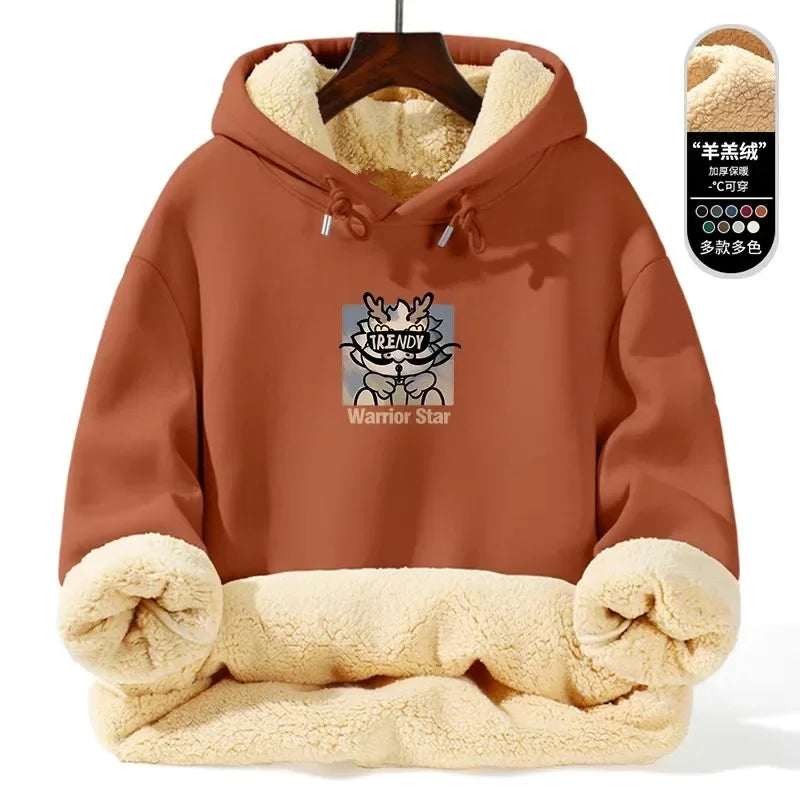 Autumn/winter New Fashion Trend Thickened Warm Lamb Fur Hooded Sweatshirt Men's Loose Sports Large Size High Quality Coat 5XL