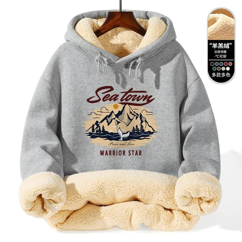 Autumn/winter New Fashion Trend Thickened Warm Lamb Fur Hooded Sweatshirt Men's Loose Sports Large Size High Quality Coat 5XL